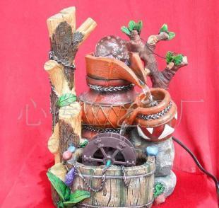 供應廠家低價提供樹脂流水水車噴泉（帶水泵和玻璃球）- 工藝扇風格禮品